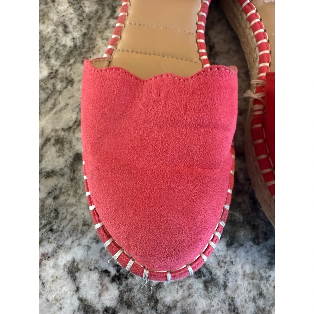 Joie Cruz Coral Pink Scalloped Espadrille Ankle Strap‎ Flats Womens 7.5M S4652
